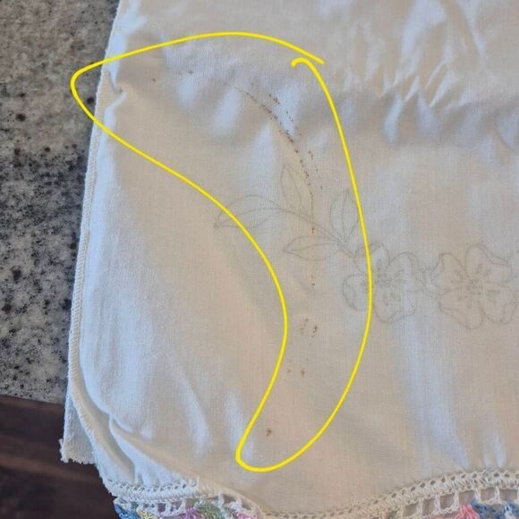 Pillowcases (2) White Cotton, Vintage, Crocheted Edge and Iron on Design that ne - Picture 9 of 11